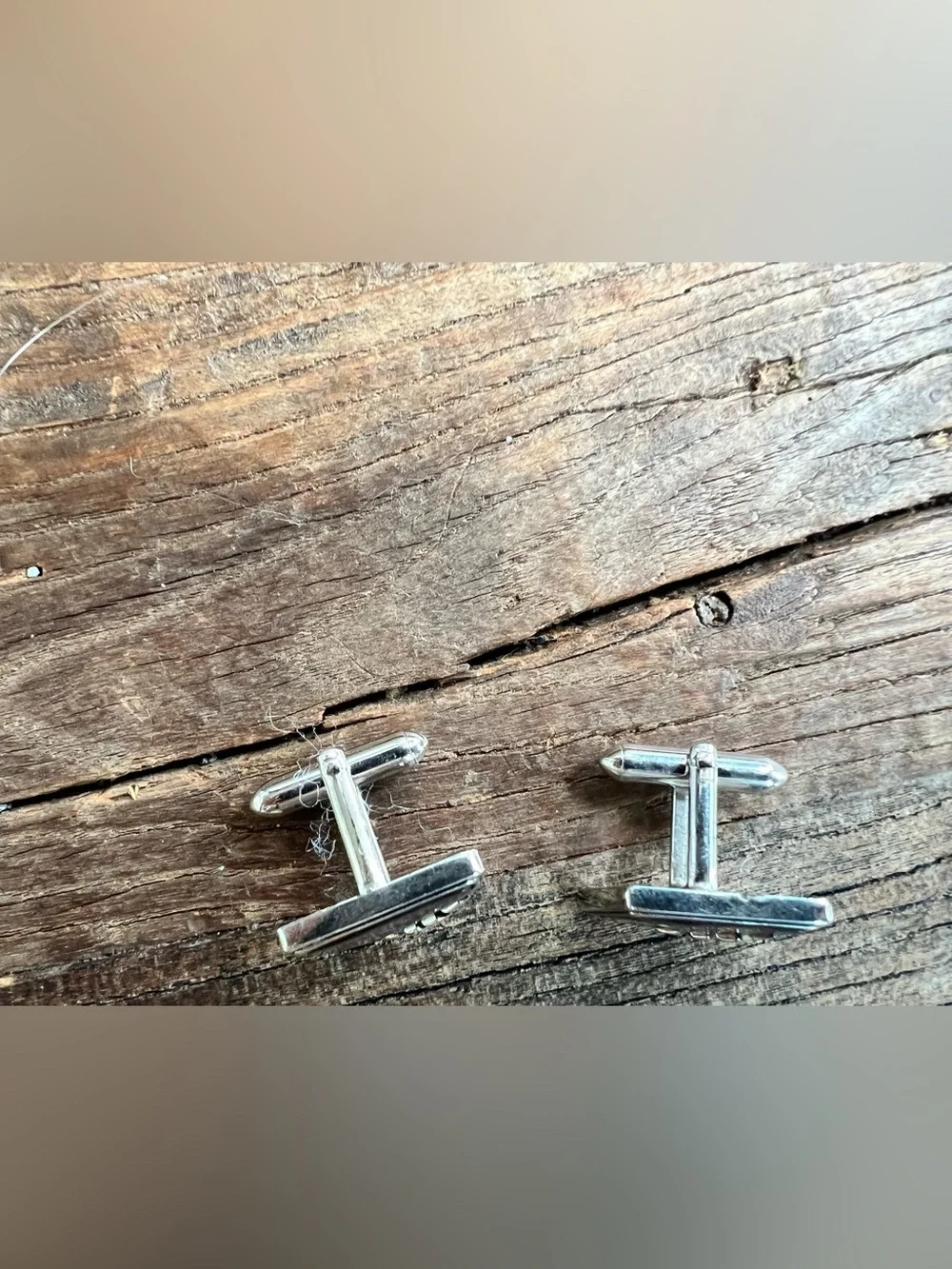 Silver-Tone Mother of Pearl Inlay Rectangular Cufflinks - Men's Accessories
